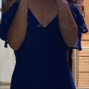 Blue Low cut high-low dress